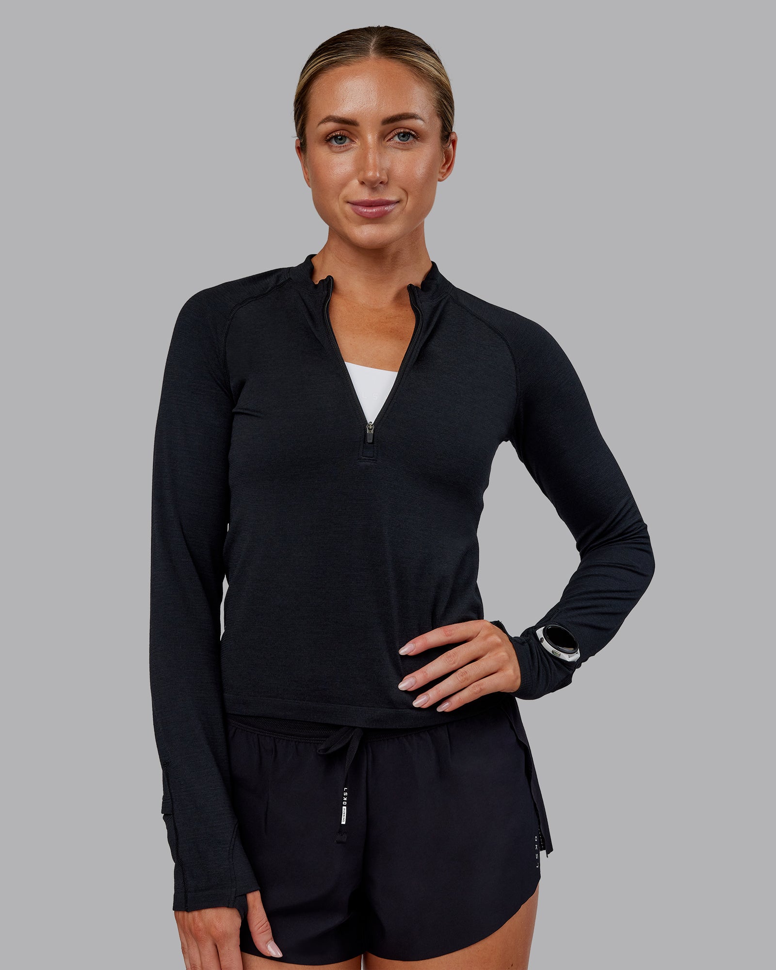 AeroFLX+ Long Sleeve Half Zip - Black Marl