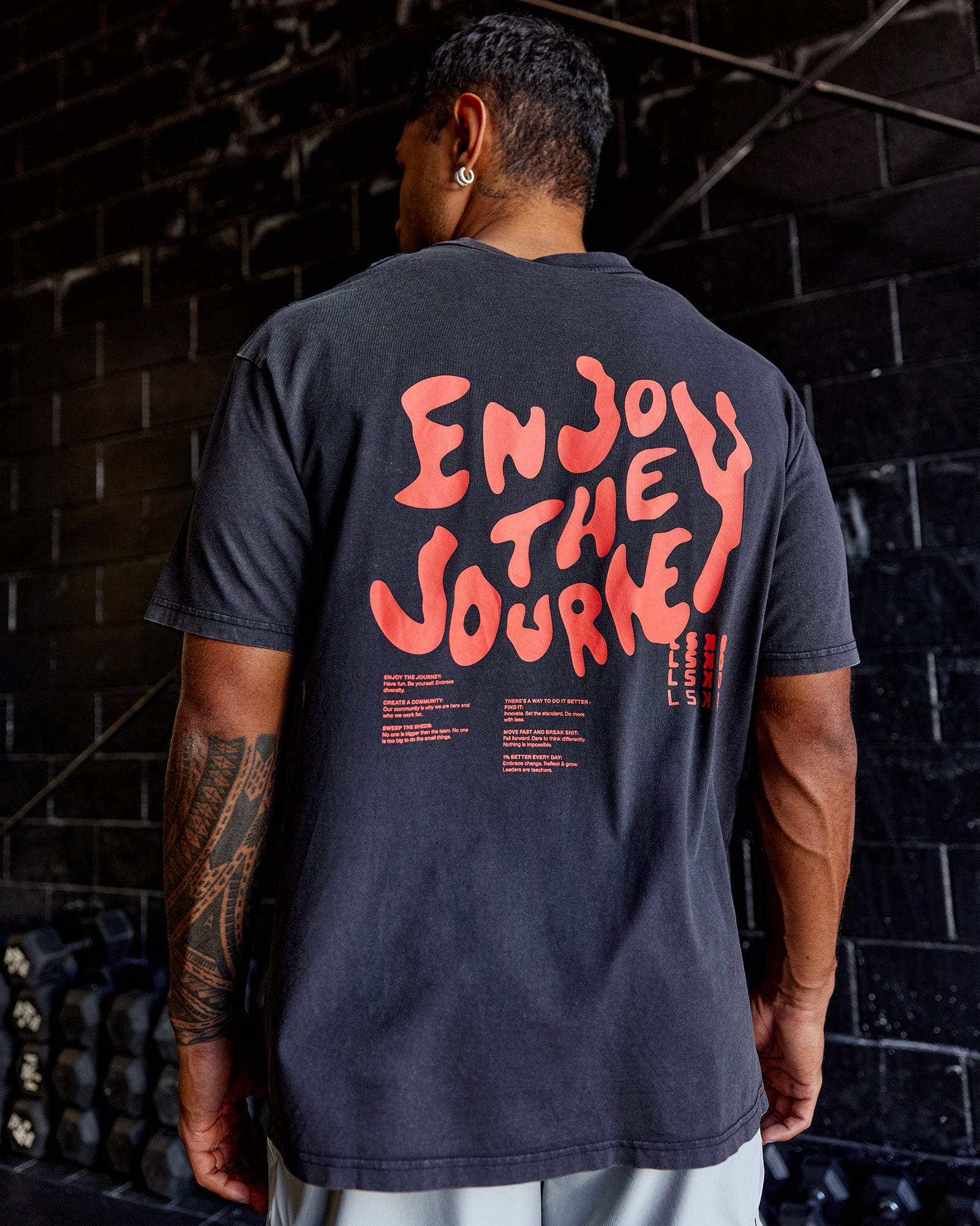Inferno Journey FLXCotton Oversized Tee - Black Washed-Ultra Orange