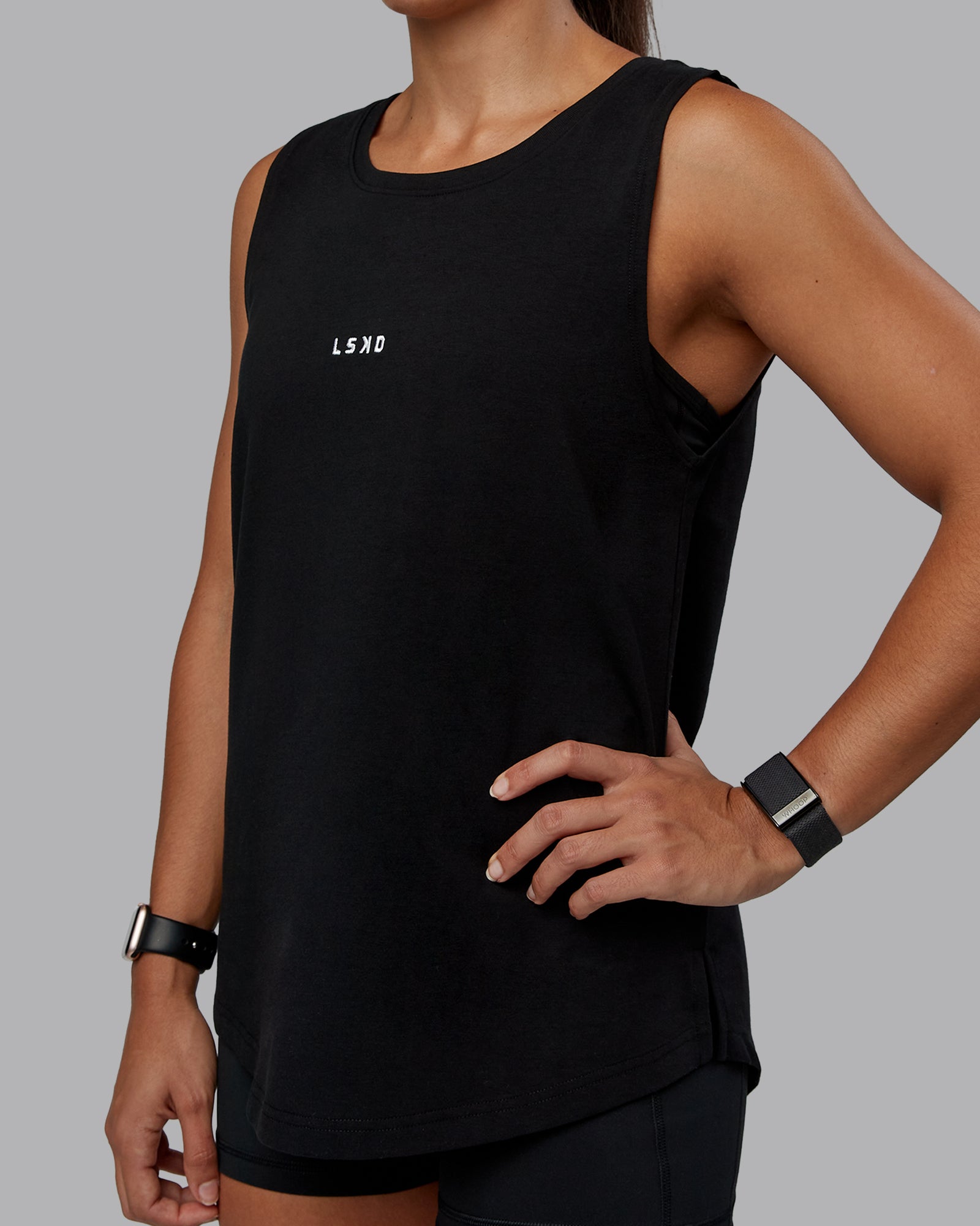Go-To FLXCotton Longline Tank - Black-White