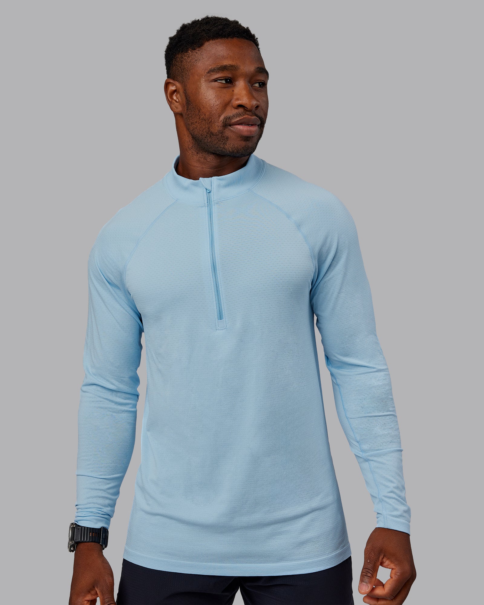 AeroFLX+ Seamless Half Zip Long Sleeve Tee - Glacial Blue/Glacial Blue