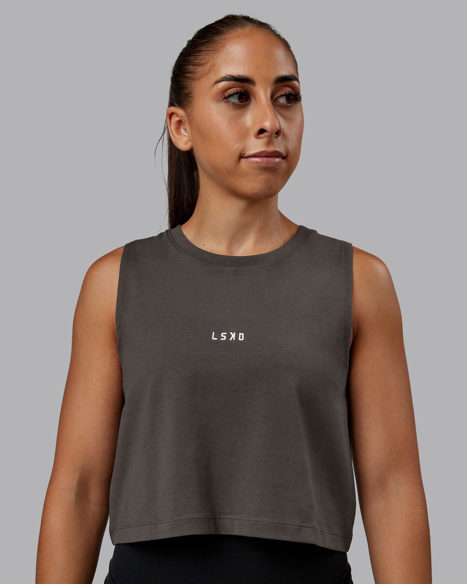 Go-To FLXCotton Tank - Dark Storm-White