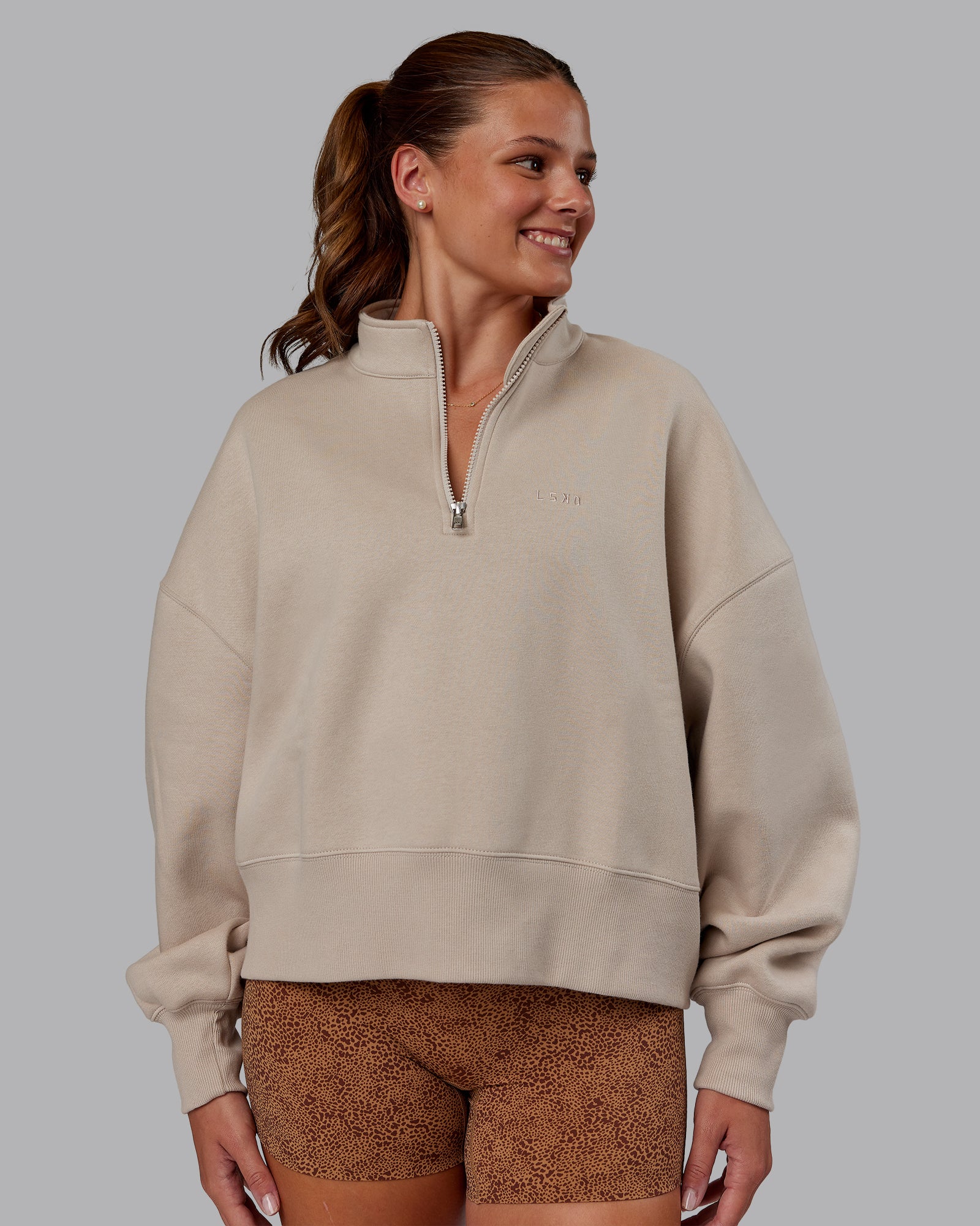 MVP 1/2 Zip Oversized Sweater - Shale Beige