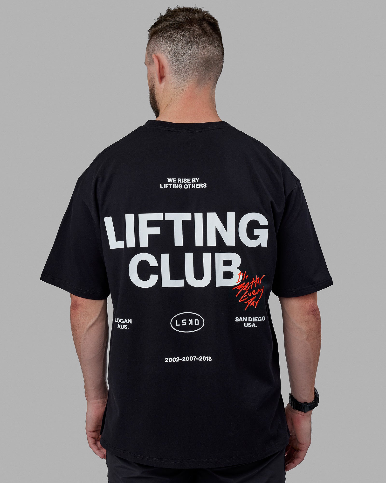 Lifting Club FLXCotton Tee Oversize - Black-White-Red