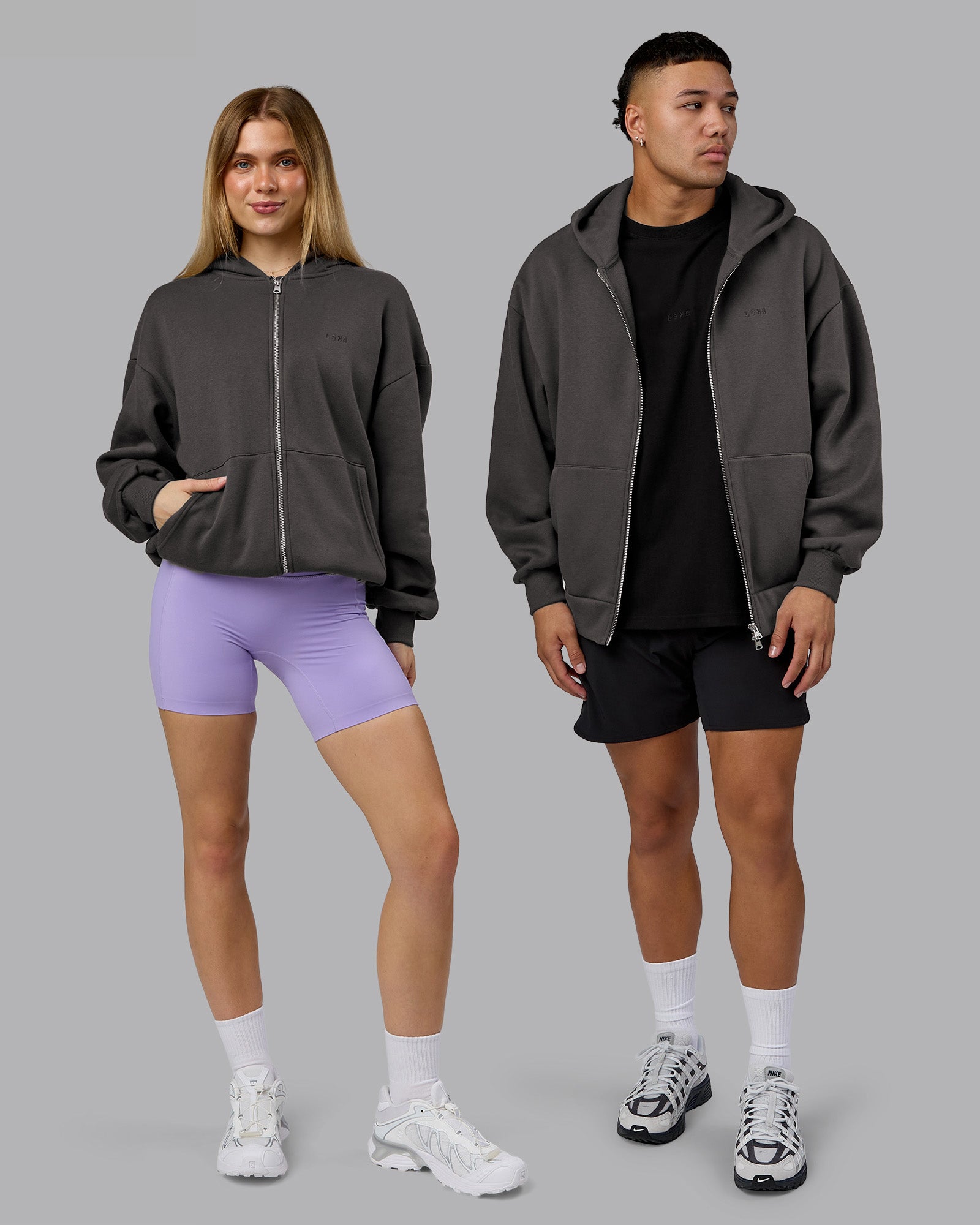 MVP Zip Through Oversized Hoodie - Dark Storm