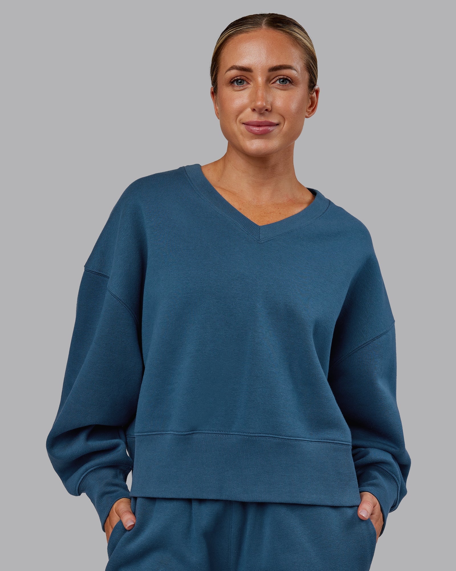 MVP V Neck Oversized Sweater - Indigo