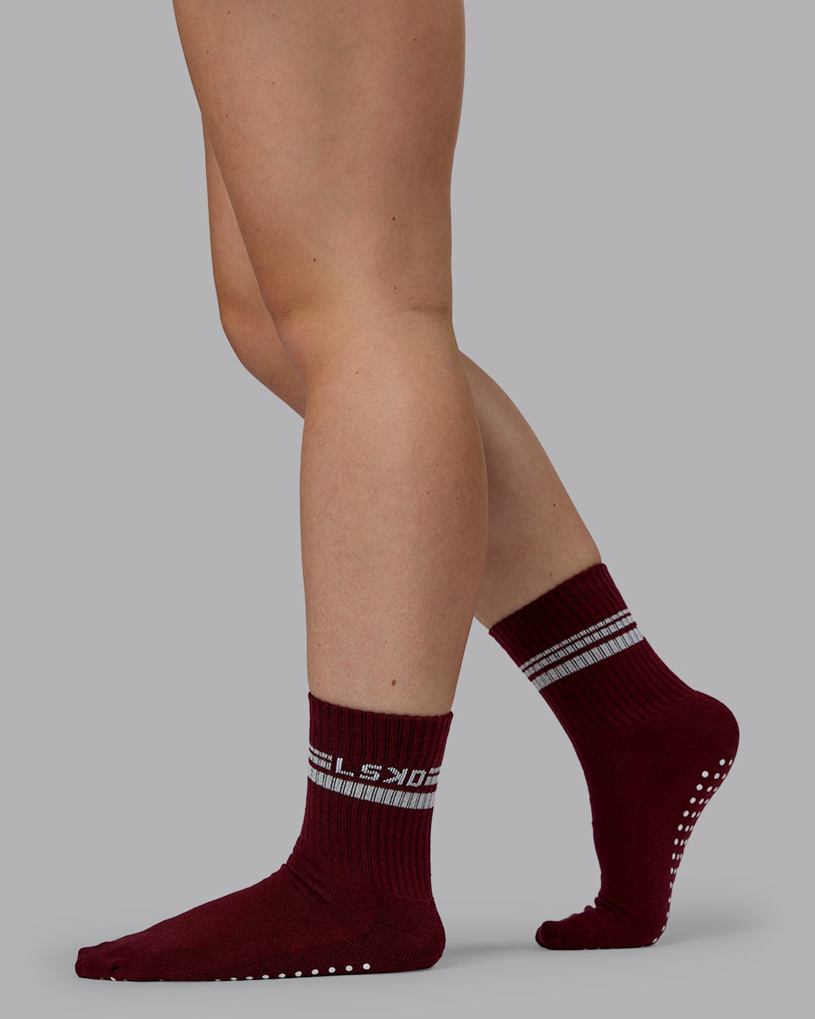 Movement Pilates Grip Sock - Cherry Lacquer-Off White
