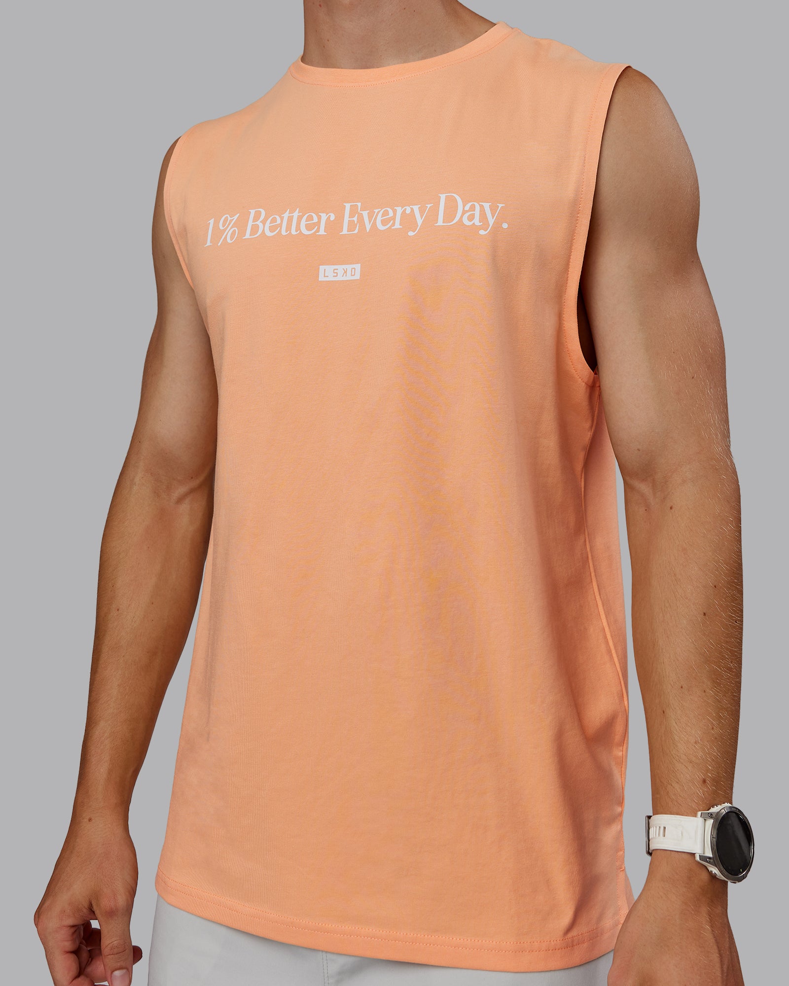 1% Better FLXCotton Training Fit Tank - Peach Fuzz/White