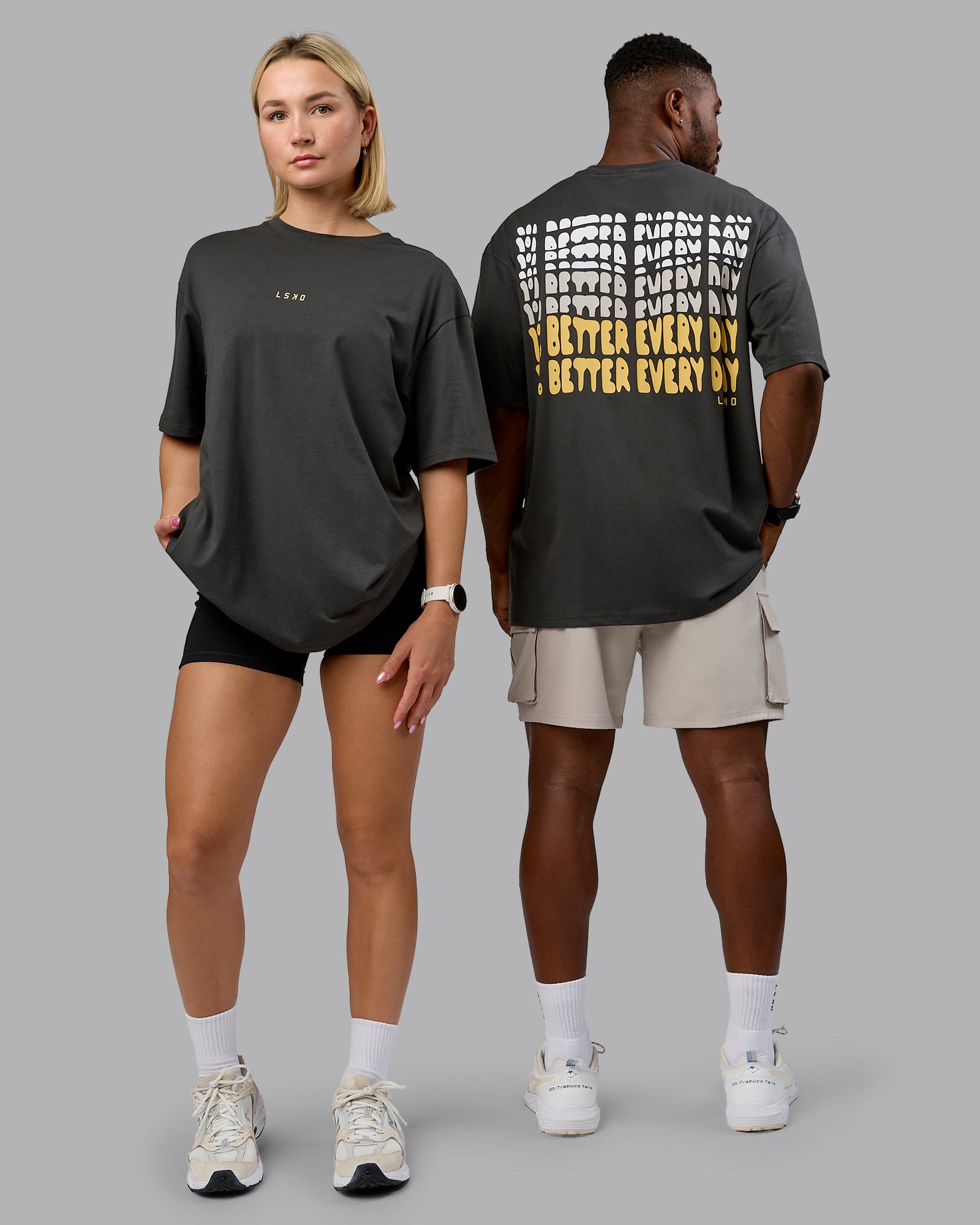 On Repeat FLXCotton Oversized Tee - Pirate Black-White