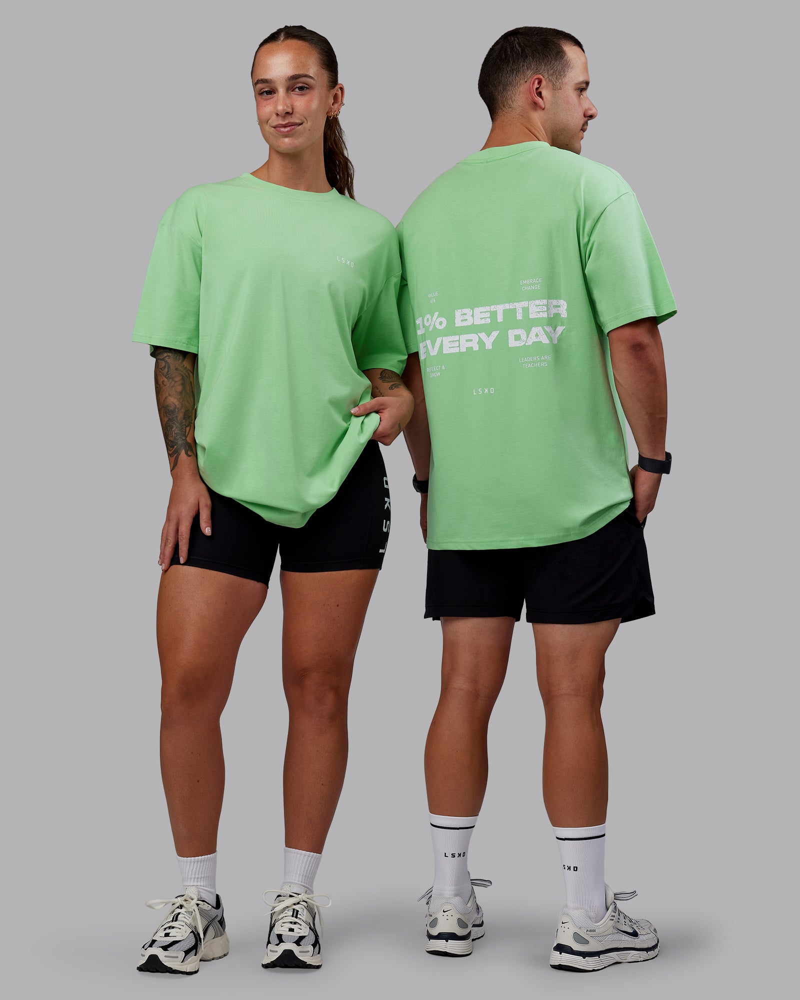1% Better Value Series FLXCotton Tee Oversize - Surreal Green-White