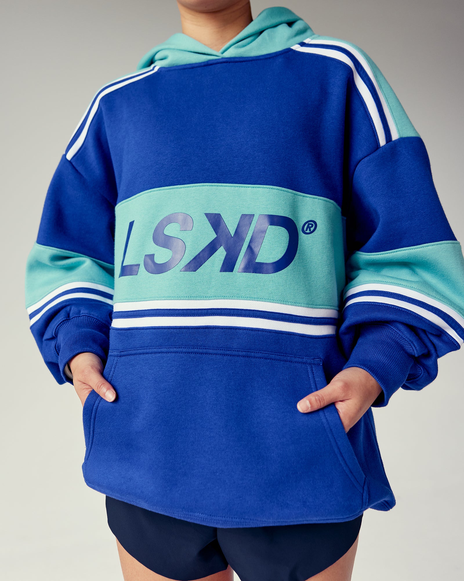 A-Team Oversized Hoodie - Midnight Blue-Agate Green