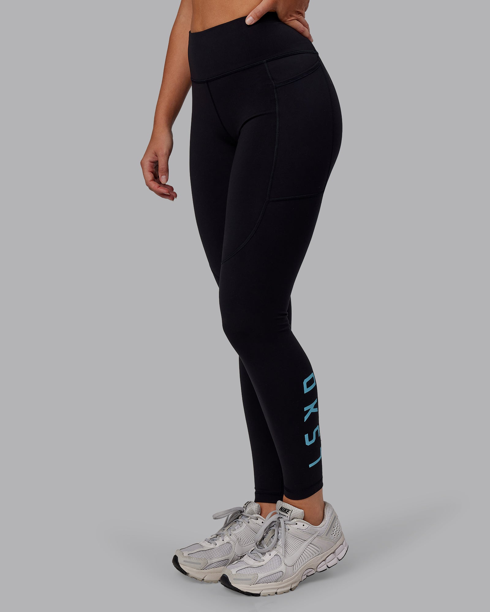 Rep Ultra High-Rise Full Length Legging Pockets - Black-Retro Blue