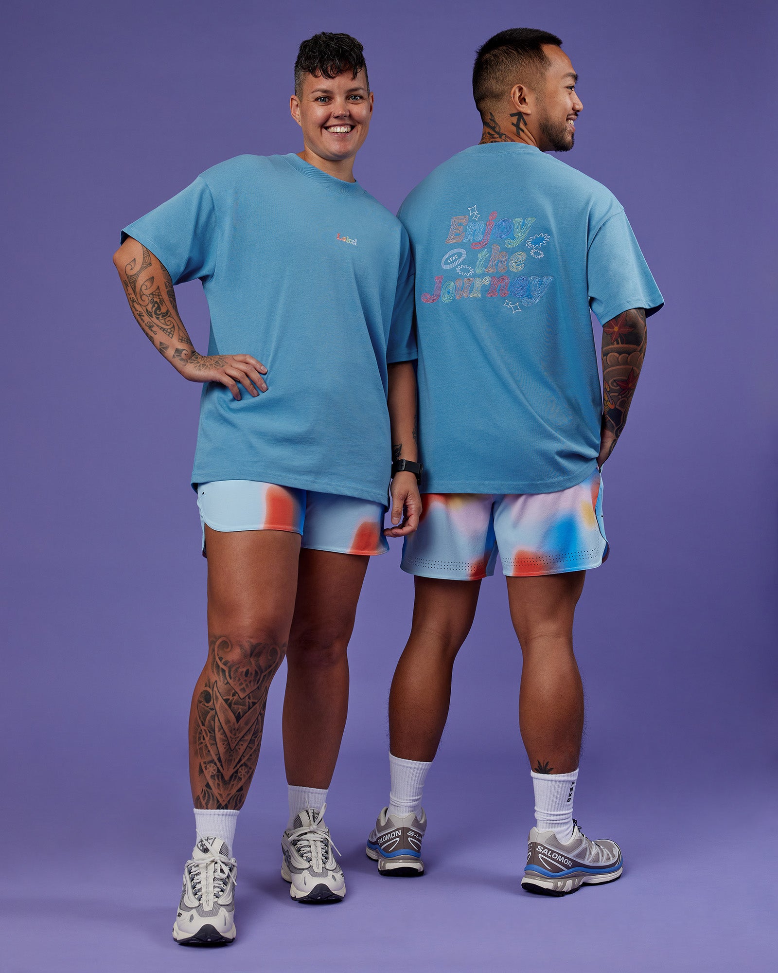 Our Journey Heavyweight Oversized Tee - Azure Blue-Rainbow