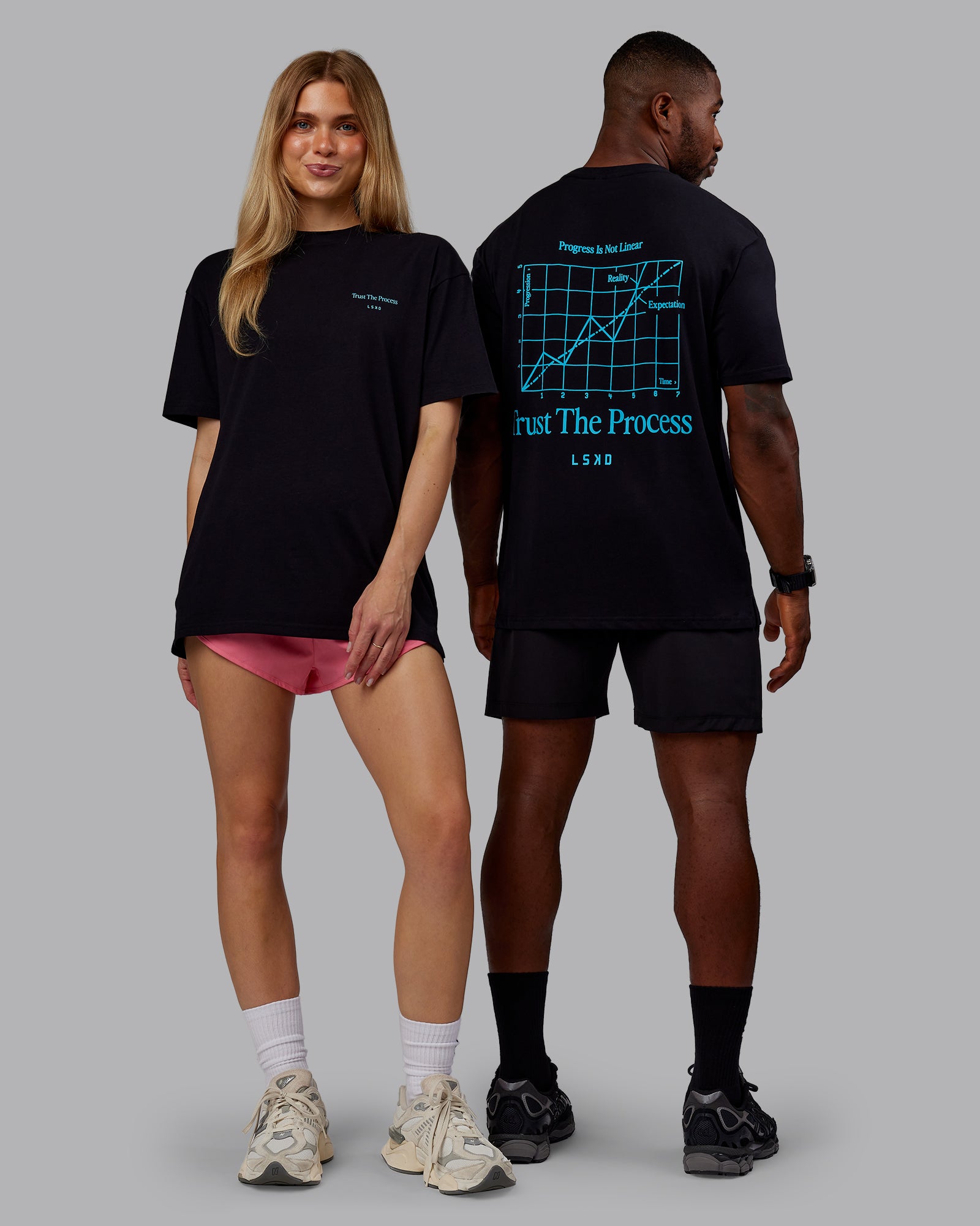 Trust The Process 2.0 FLXCotton Tee Oversize - Black-Blue Atoll