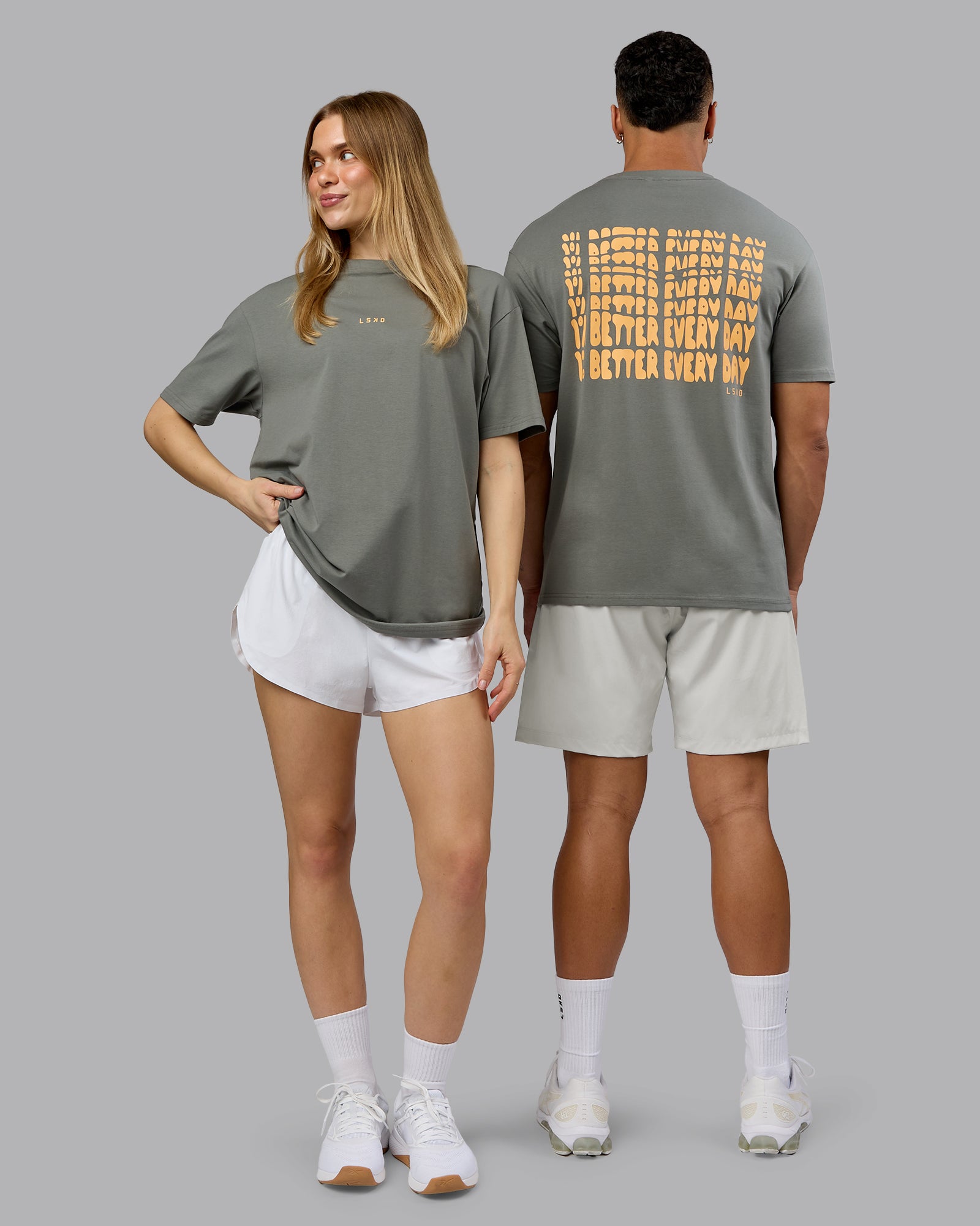 On Repeat FLXCotton Oversized Tee - Graphite-Warm Apricot