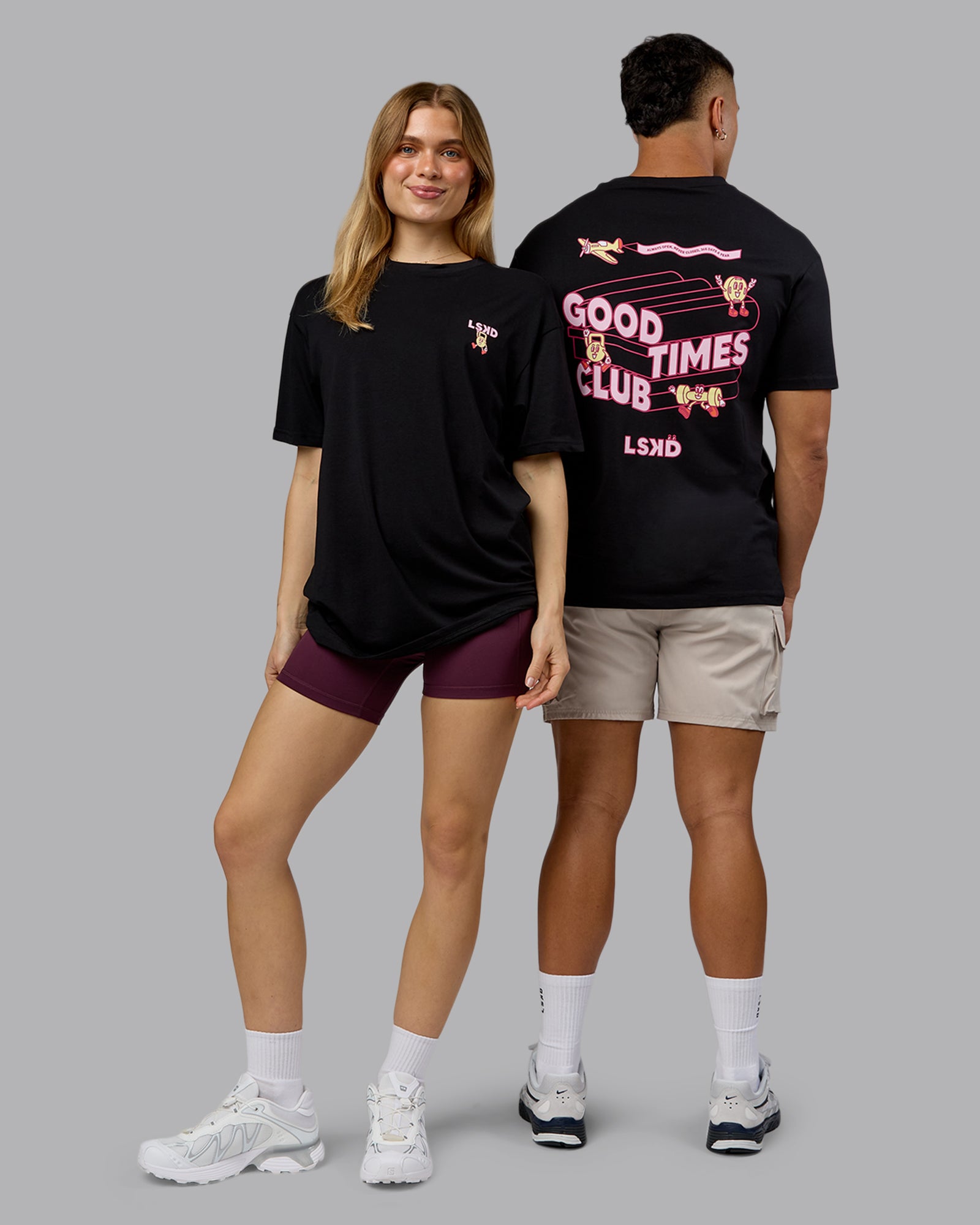 Perspective FLXCotton Oversized Tee - Black-Soft Pink