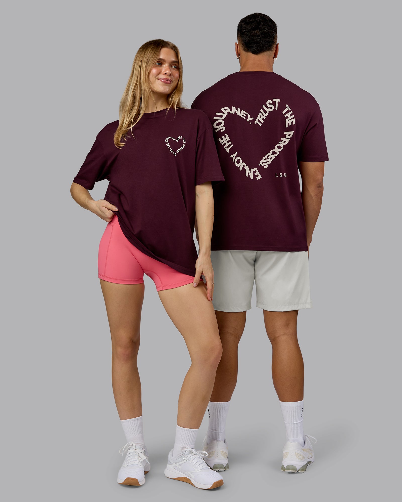 Love The Process FLXCotton Oversize Tee - Cherry Lacquer-Shale Beige
