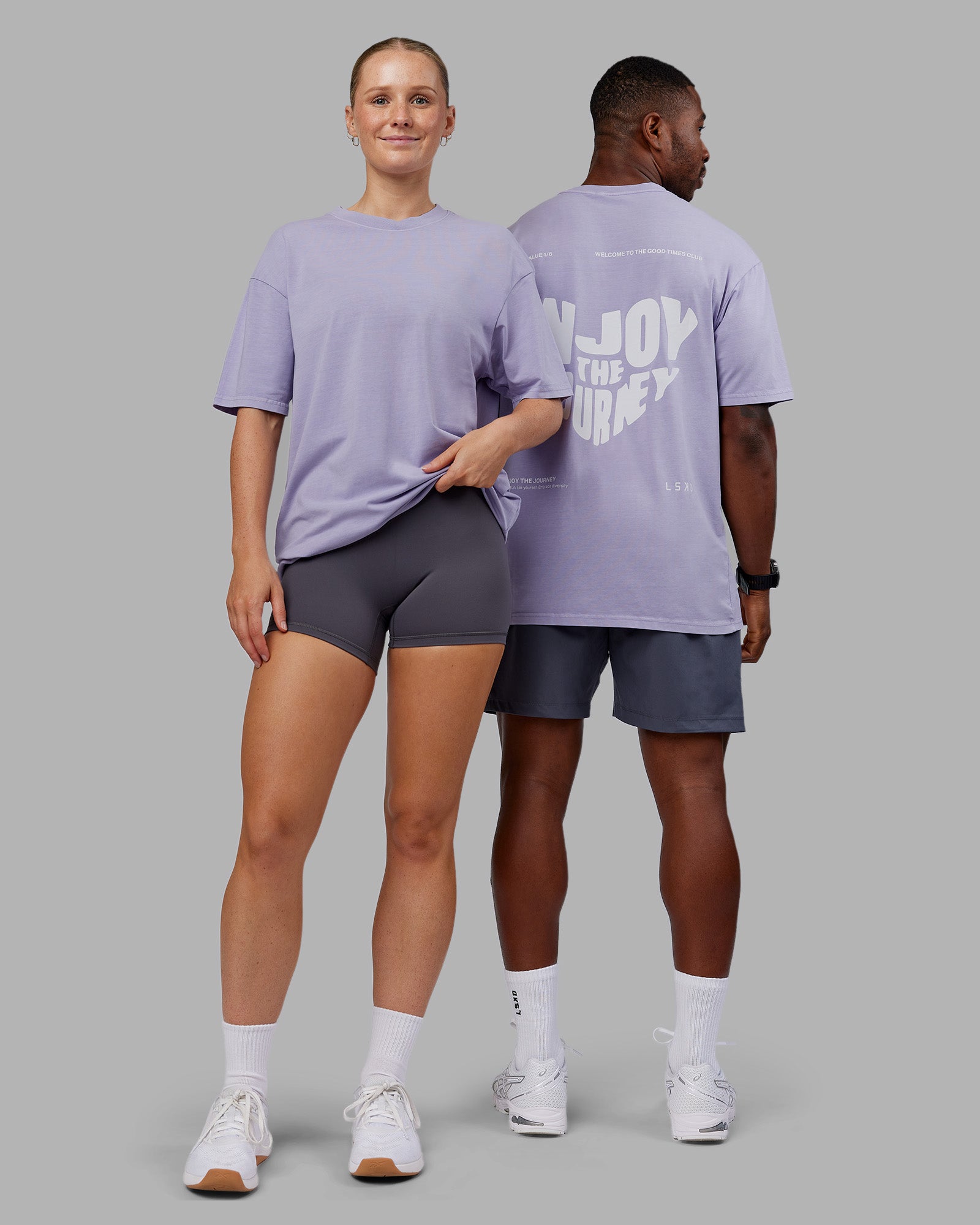 Heart FLXCotton Oversized Tee - Washed Violet Ray-White
