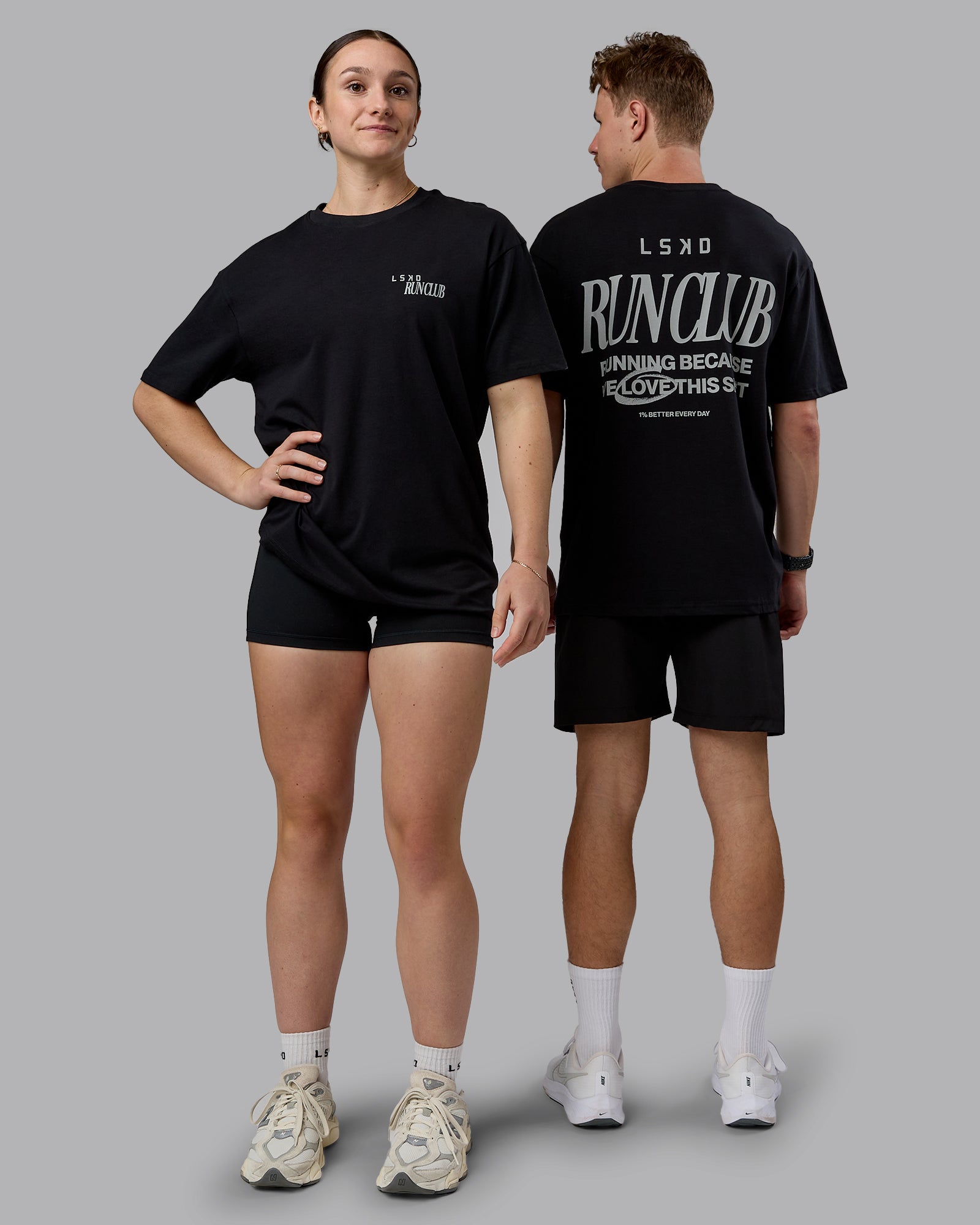 Run Love FLXCotton Oversized Tee - Black-Reflective
