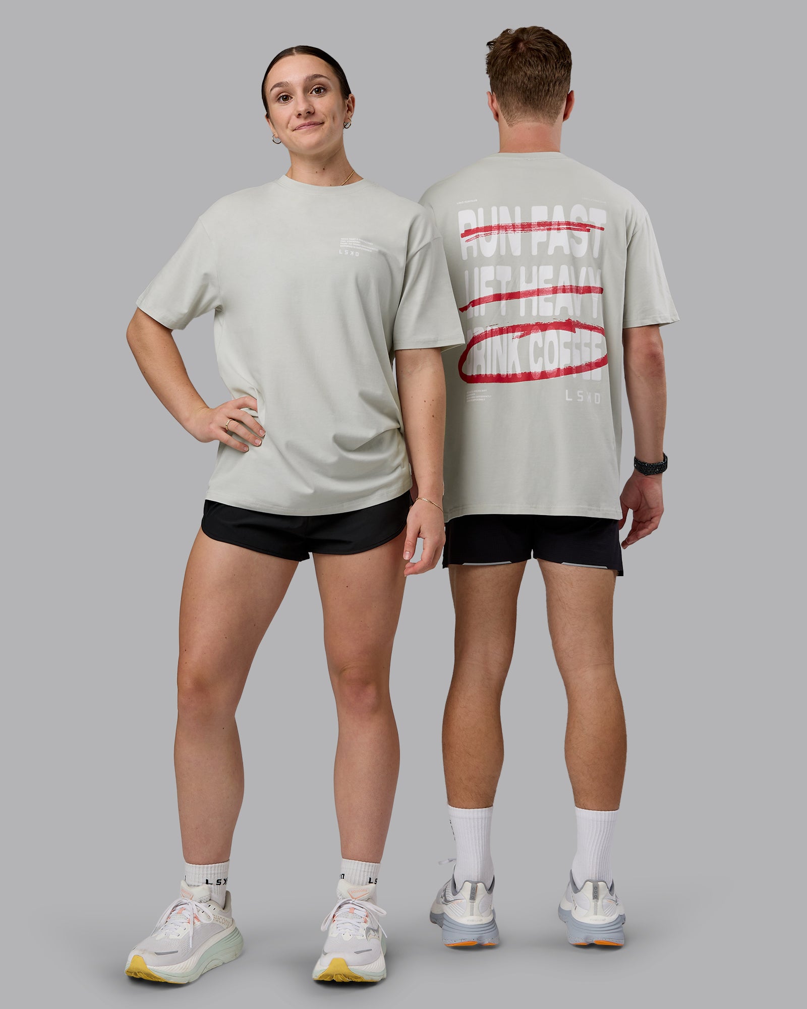 Coffee Run FLXCotton Oversized Tee - Digital Mist-Scarlet