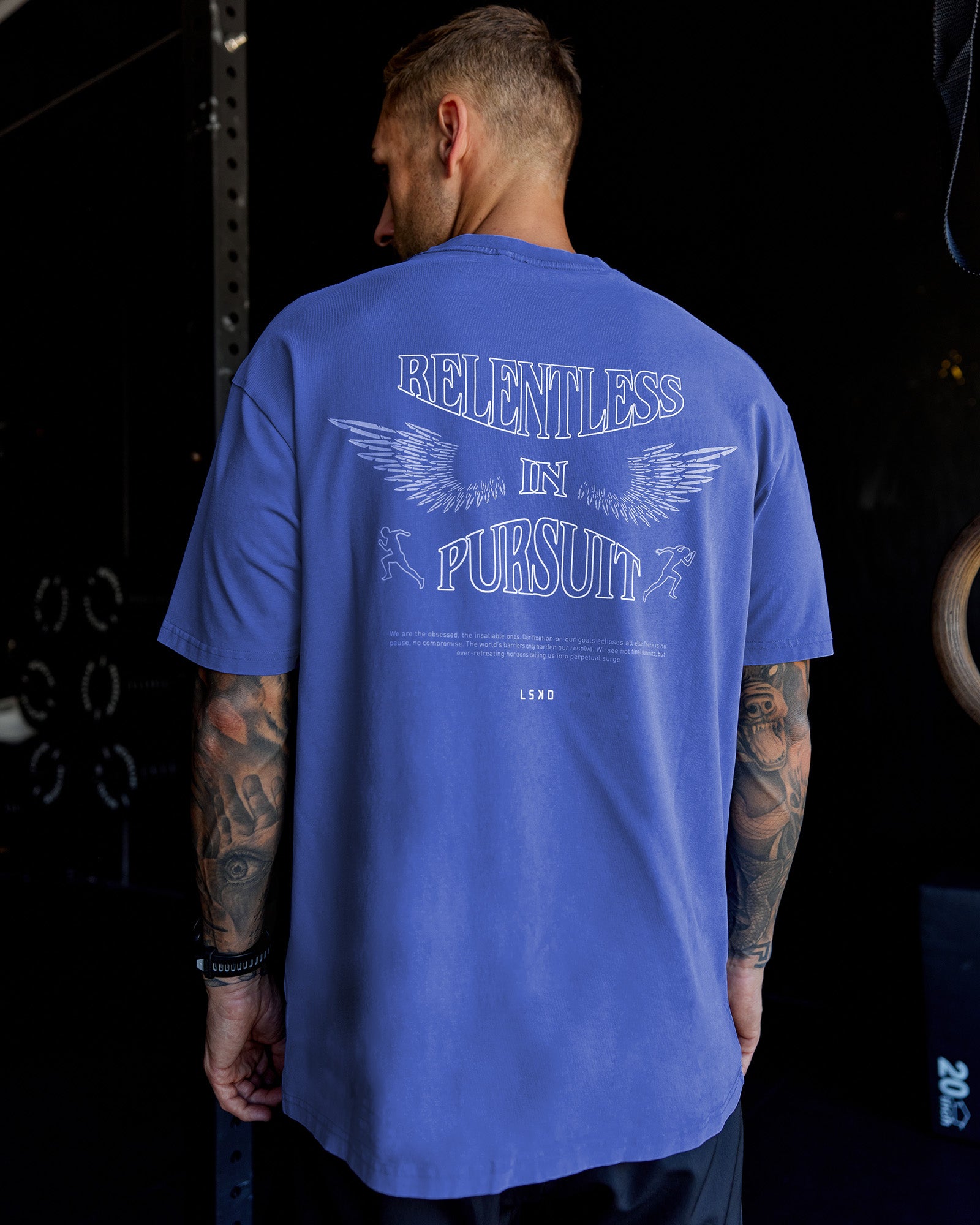 Relentless Washed FLXCotton Oversized Tee - Power Cobalt-White