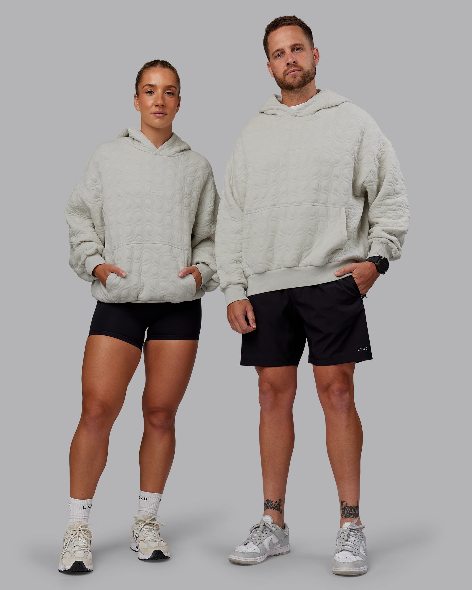 MVP Quilted Oversized Hoodie - Digital Mist-Geometric