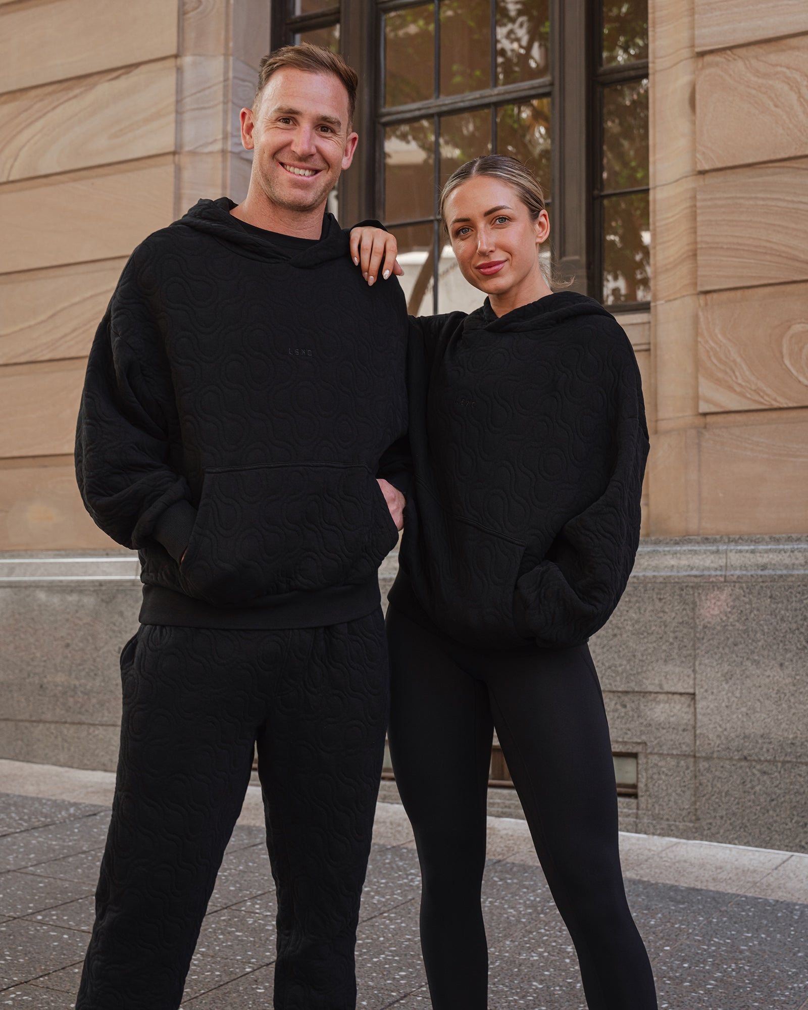 MVP Quilted Oversized Hoodie - Black-Geometric