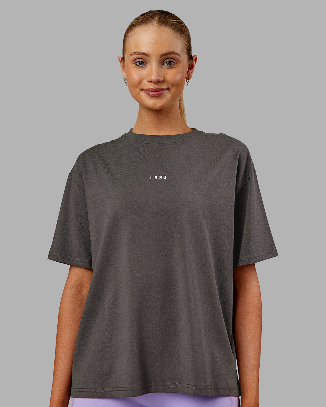 Go-To FLXCotton Oversized Tee - Dark Storm-White