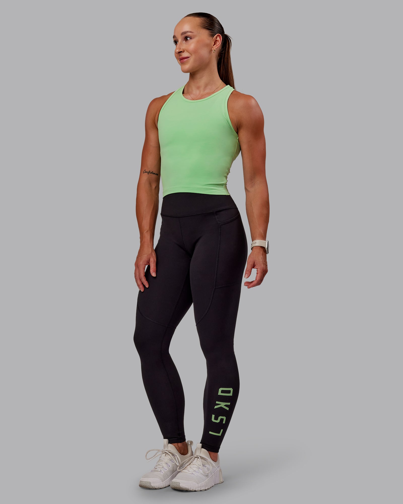 Rep Ultra High-Rise Full Length Legging Pockets - Black-Surreal Green