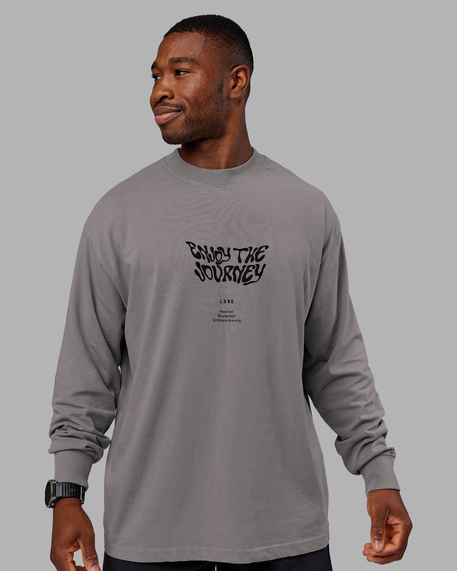 Chrome Washed Heavyweight Oversized Long Sleeve Tee - Circular Grey-Black