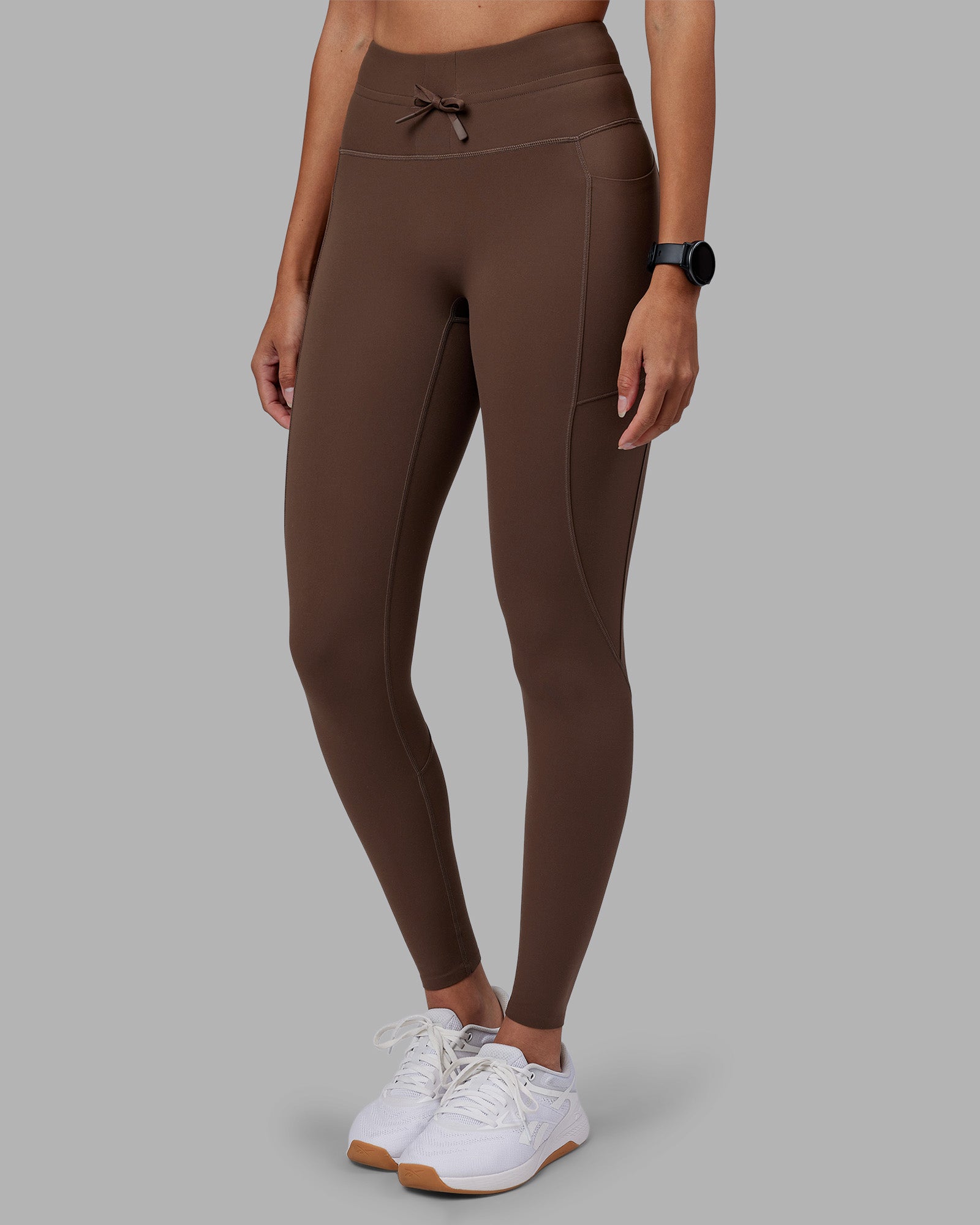 Effortless Drawstring Ultra High-Rise Full Length Legging Pockets - Chocolate Martini